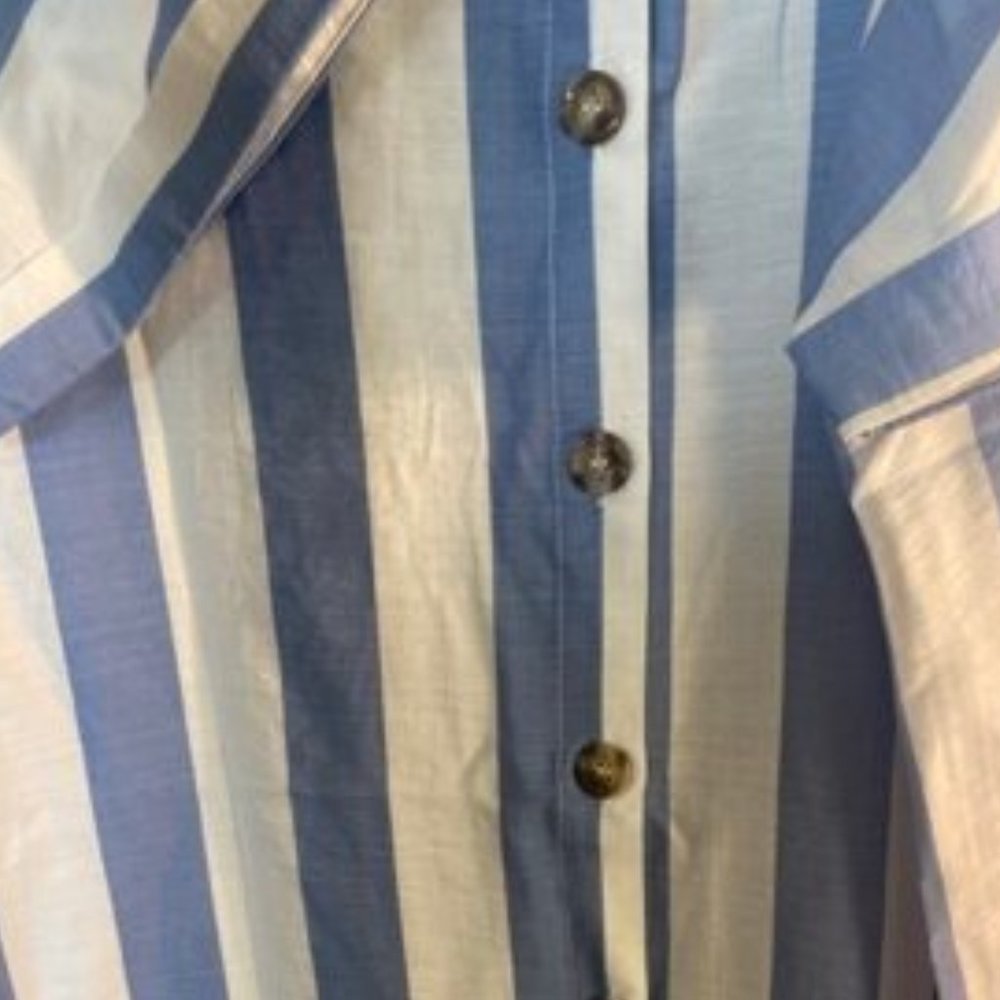 Casual Striped Button Down Mini Dress - Blue - Picture 10 of 10